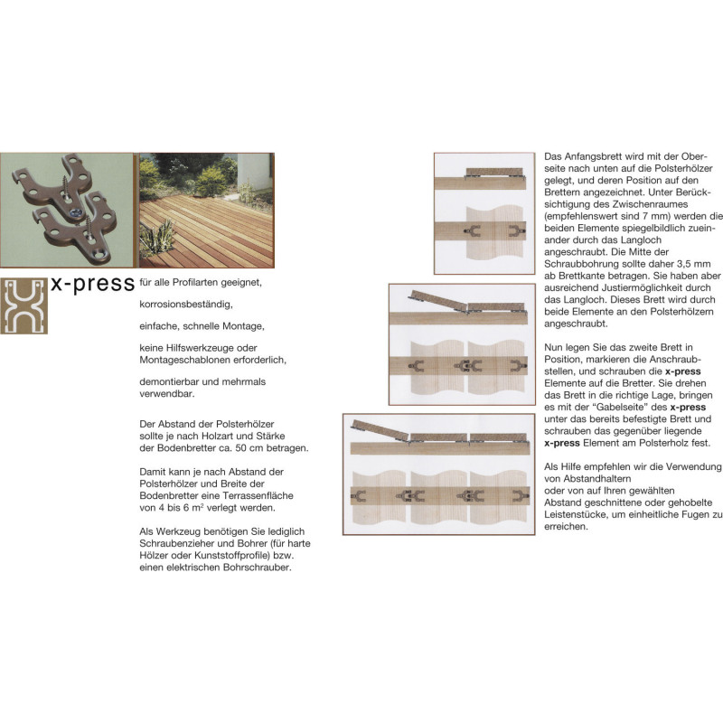 X-PRESS - skrytý spoj terasových desek, nerezová ocel, 200ks