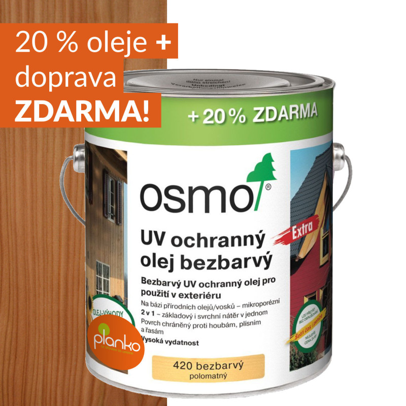 OSMO UV ochranný olej EXTRA Bezbarvý akce 20% ZDARMA!